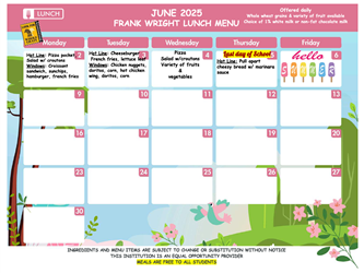 FWMS Lunch Menu