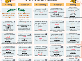October Food Menu