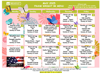 FWMS May Breakfast Menu