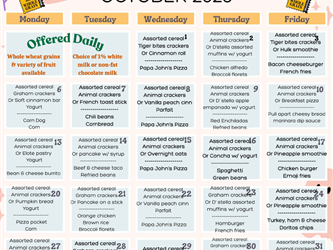October Food Menu